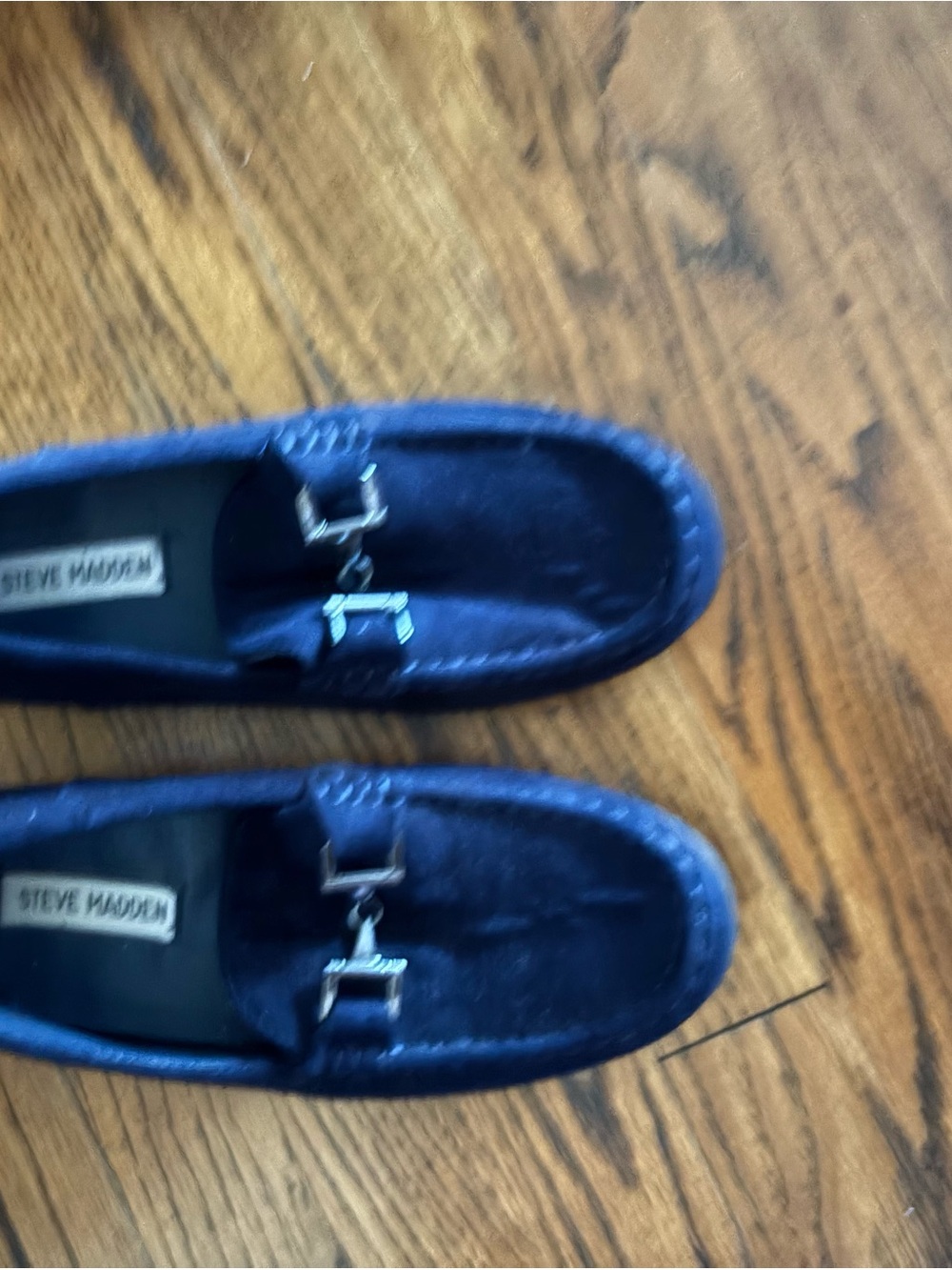 Steve Madden Navy Suede Bit Loafers, size 5, Like New